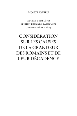 Couverture de Montesquieu - 06 Considération sur les causes de la grandeur et de la décadence des romains